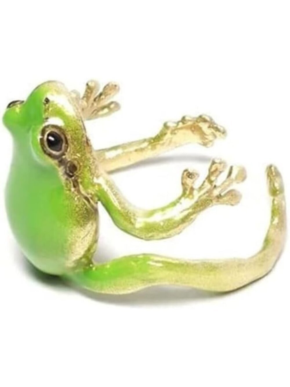 Women Green Vintage Punk Animal Jewelry Open Shaped Gift Delicate Tree Frog Ring